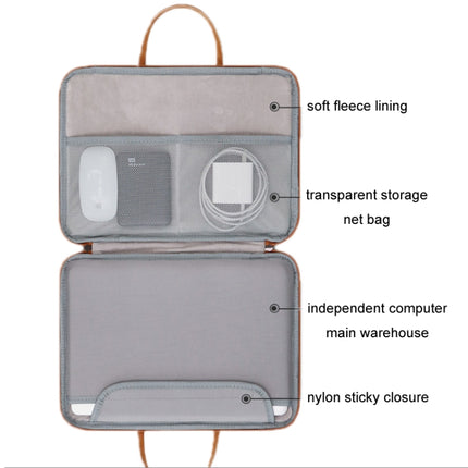 Baona Leather Fully Open Portable Waterproof Computer Bag, Size: 15/15.6/16 inches(Gray Black)-garmade.com