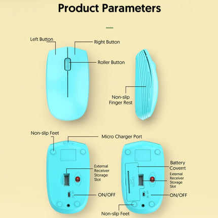 811 3 Keys Laptop Mini Wireless Mouse Portable Optical Mouse, Spec: Charging Version (Blue)-garmade.com