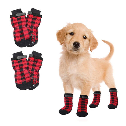 4pcs Dog Knitted Breathable Footwear Outdoor Non-slip Pet Socks, Size: S(Red)-garmade.com