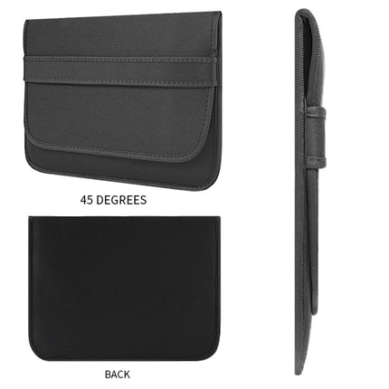 14 Inch Neoprene Laptop Lining Bag Horizontal Section Flap Clutch Bag(Black)-garmade.com