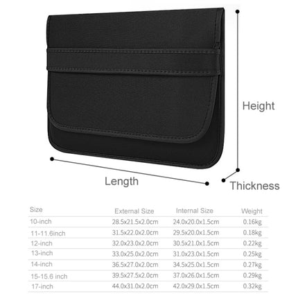 12 Inch Neoprene Laptop Lining Bag Horizontal Section Flap Clutch Bag(Black)-garmade.com