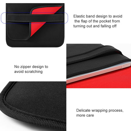 10 Inch Neoprene Laptop Lining Bag Horizontal Section Flap Clutch Bag(Black)-garmade.com