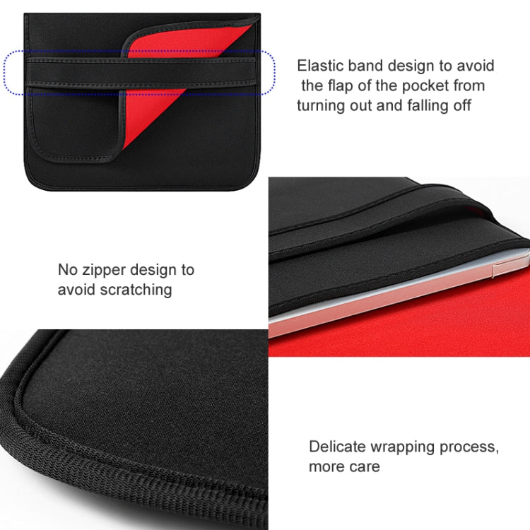 17 Inch Neoprene Laptop Lining Bag Horizontal Section Flap Clutch Bag(Blue)-garmade.com