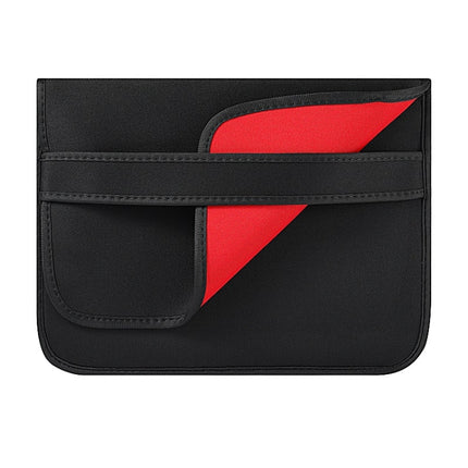 14 Inch Neoprene Laptop Lining Bag Horizontal Section Flap Clutch Bag(Black)-garmade.com