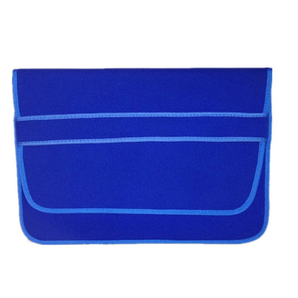 15 Inch Neoprene Laptop Lining Bag Horizontal Section Flap Clutch Bag(Blue)-garmade.com