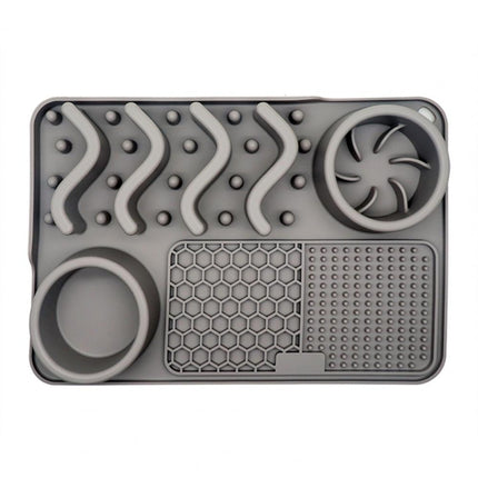 PETS357 Pet Licking Cushion Silicone Smell Food Bowl Cats And Dog Slow Food Plate(Dark Gray)-garmade.com