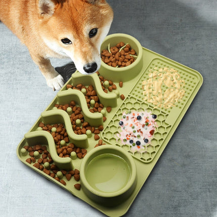 PETS357 Pet Licking Cushion Silicone Smell Food Bowl Cats And Dog Slow Food Plate(Lake Blue)-garmade.com