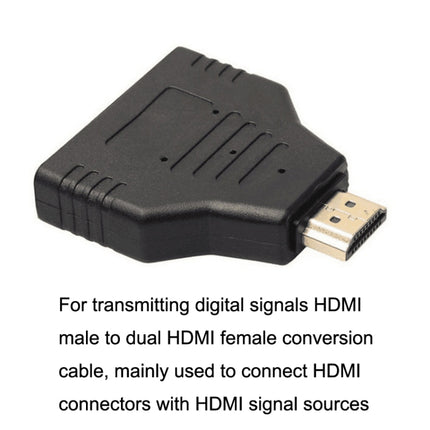 5pcs HDMI Male To 2 HDMI Female Adapter HD Computer Conversion Transformation Plug(Black)-garmade.com