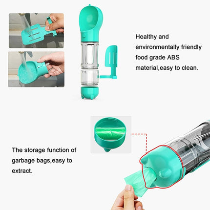 3 in 1 Leakproof Outdoor Dog Water Fountain Portable Pet Drinking Bottle, Size: 300ml(Green)-garmade.com