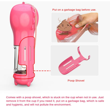 3 in 1 Leakproof Outdoor Dog Water Fountain Portable Pet Drinking Bottle, Size: 300ml+Food Box(Pink)-garmade.com