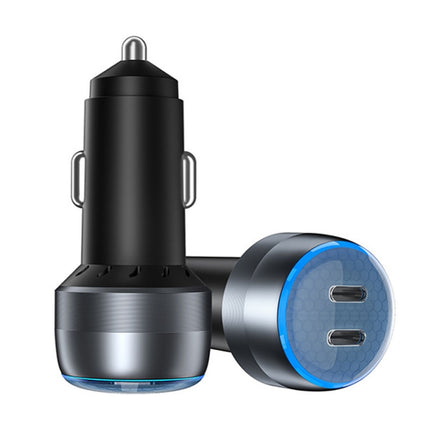 IBD355-2C Dual PD Smart Car Phone Charger With LED Light, Spec: PD30W+PD30W-garmade.com