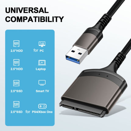 Aluminum Easy Drive Line USB3.0 To SATA Hard Disk Data Cable Supports 2.5 Inch SATA 22P, Length: 20cm-garmade.com