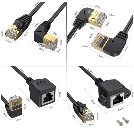 Straight Head 0.3m Cat 8 10G Transmission RJ45 Male To Female Computer Network Cable Extension Cable(Black)-garmade.com