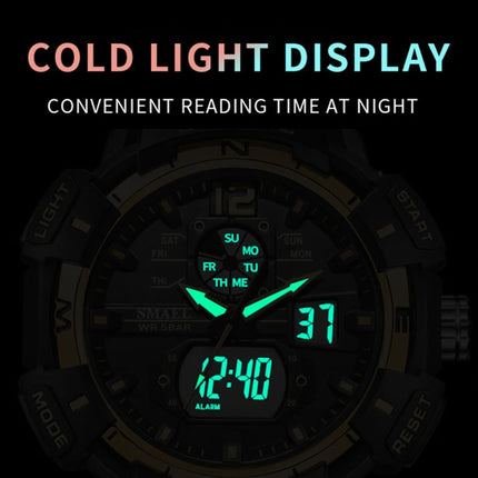 SMAEL 8045 Outdoor Waterproof Time Sports Luminous Dual Display Watch(Red)-garmade.com