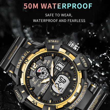 SMAEL 8045 Outdoor Waterproof Time Sports Luminous Dual Display Watch(Black)-garmade.com