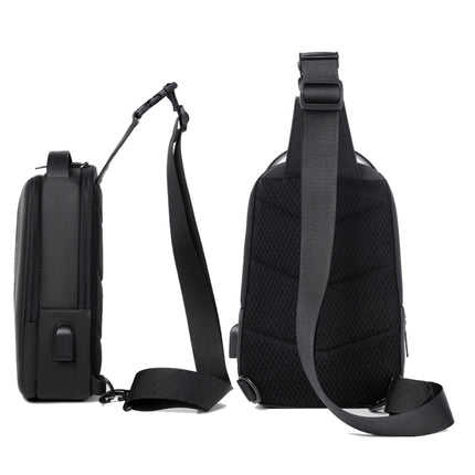 WEIXIER X313 Men Chest Bag Crossbody Casual Small Bag Shoulder Bag External USB Port(Black)-garmade.com