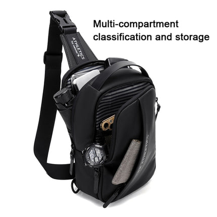 WEIXIER X313 Men Chest Bag Crossbody Casual Small Bag Shoulder Bag External USB Port(Black Gold)-garmade.com