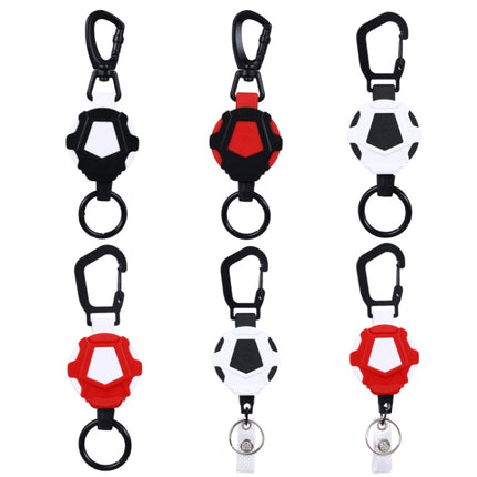 Telescopic High Resilience Steel Wire Rope Metal Anti-theft Buckle(Quick Release Ring Red White)-garmade.com