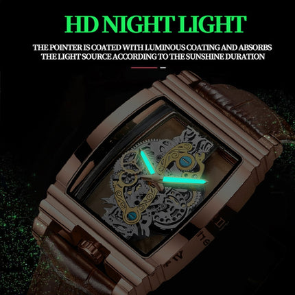 BINBOND B5011 Gear Hollow Outdoor Waterproof Luminous Men Business Watches(Black Leather Gold)-garmade.com
