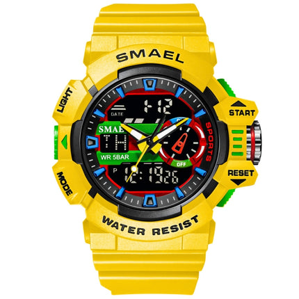 SMAEL 8043 Multifunctional Dual Display Shockproof Outdoor Waterproof Sports Quartz Watch(Yellow)-garmade.com