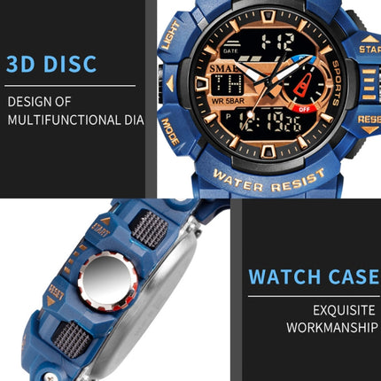 SMAEL 8043 Multifunctional Dual Display Shockproof Outdoor Waterproof Sports Quartz Watch(Deep Blue)-garmade.com