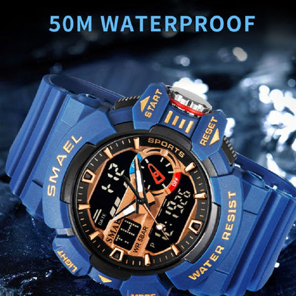 SMAEL 8043 Multifunctional Dual Display Shockproof Outdoor Waterproof Sports Quartz Watch(Black)-garmade.com