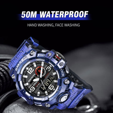 SMAEL 8035 Outdoor Sports Waterproof Dual Display Men Watch(Khaki)-garmade.com