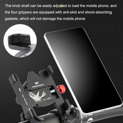 PROMEND SJJ-297 Aluminum Alloy Rotation Adjustable Bicycle Mobile Phone Bracket(Black)-garmade.com
