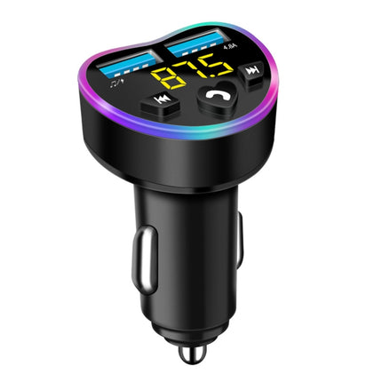 Car MP3 Bluetooth Player FM Transmitter Multifunctional Car Charger, Model: 4.8A Black-garmade.com
