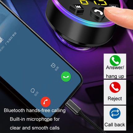 Car MP3 Bluetooth Player FM Transmitter Multifunctional Car Charger, Model: 4.8A Black-garmade.com