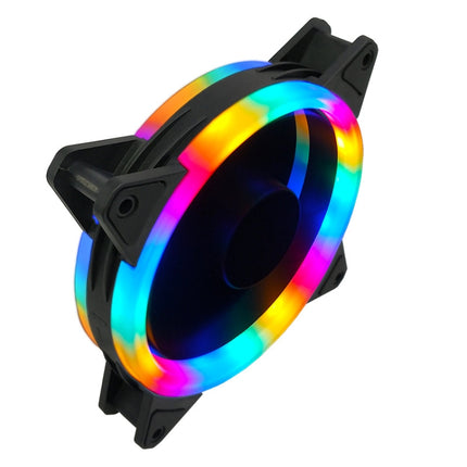 COOLMOON 12cm Dual Aperture Computer Mainframe Chassis Dual Interface Fan(Rainbow)-garmade.com