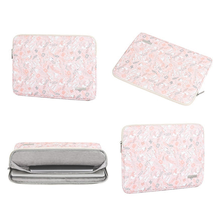 G4-01 11 Inch Laptop Liner Bag PU Leather Printing Waterproof Protective Cover(Light Pink)-garmade.com
