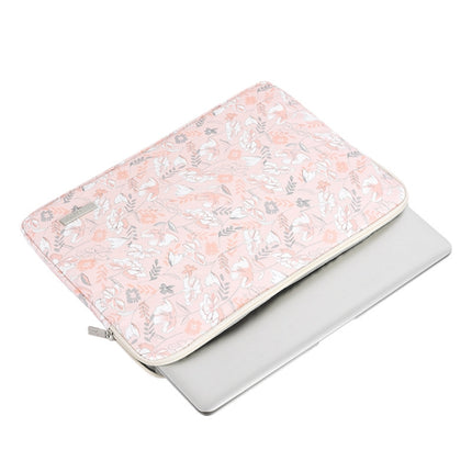 G4-01 12 Inch Laptop Liner Bag PU Leather Printing Waterproof Protective Cover(Light Pink)-garmade.com