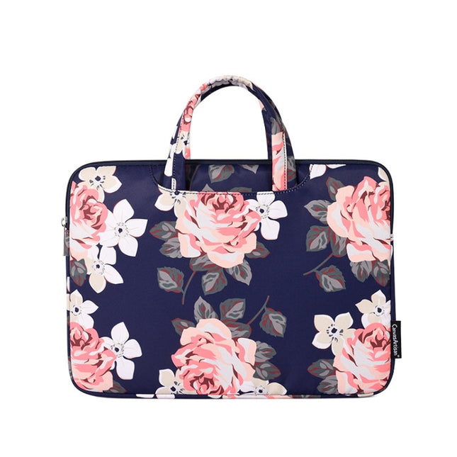 H40-B01 White Rose Pattern Laptop Case Bag Computer Liner Bag With Handle, Size: 12 Inch(Blue)-garmade.com