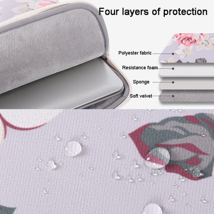 H40-B01 White Rose Pattern Laptop Case Bag Computer Liner Bag With Handle, Size: 13 Inch(Blue)-garmade.com