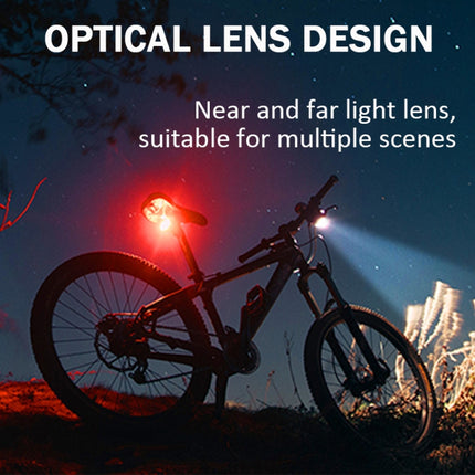 Bicycle Headlight Double T6 Lamp Beads + 16 LED Tail Light Set Rechargeable Helmet Warning Light-garmade.com