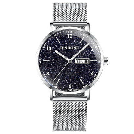BINBOND B3820 30M Waterproof Ultra-thin Quartz Luminous Starry Watch, Color: White Net-White-Starry-garmade.com