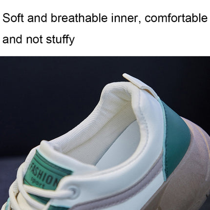Spring Non-slip Breathable Sneakers Colorblock Platform Casual Shoes, Size: 40(Green)-garmade.com