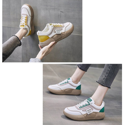 Spring Non-slip Breathable Sneakers Colorblock Platform Casual Shoes, Size: 36(Green)-garmade.com