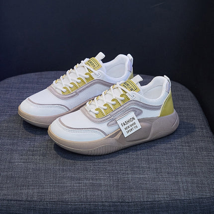 Spring Non-slip Breathable Sneakers Colorblock Platform Casual Shoes, Size: 36(Mesh Yellow)-garmade.com