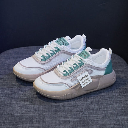 Spring Non-slip Breathable Sneakers Colorblock Platform Casual Shoes, Size: 37(Mesh Green)-garmade.com