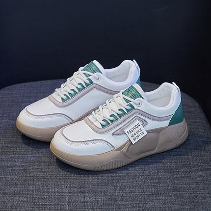 Spring Non-slip Breathable Sneakers Colorblock Platform Casual Shoes, Size: 40(Green)-garmade.com