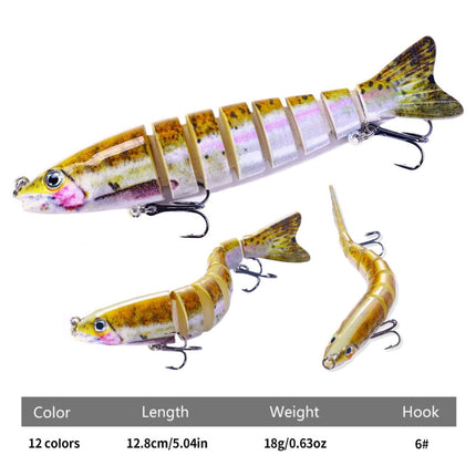 HENGJIA JM064 Multi-section Fish Minnow Bionic Fake Lures Sea Fishing Sinking Lures, Size: 12.8cm 18g(9)-garmade.com