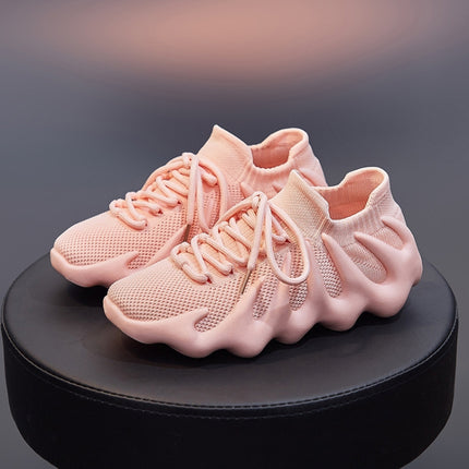 450 Summer Breathable Sock Shoes Fly Woven Comfortable Casual Shoes, Size: 37(Pink)-garmade.com