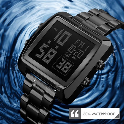 SKMEI 1369 Retro Waterproof Gold Watch Men Steel Belt Luminous Square Watch(Silver)-garmade.com