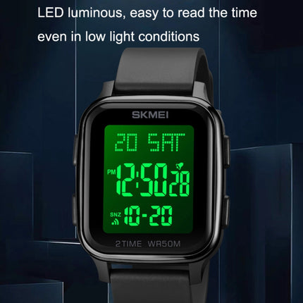 SKMEI 1858 Square Waterproof Digital Dual Display LED Luminous Watch(Red)-garmade.com