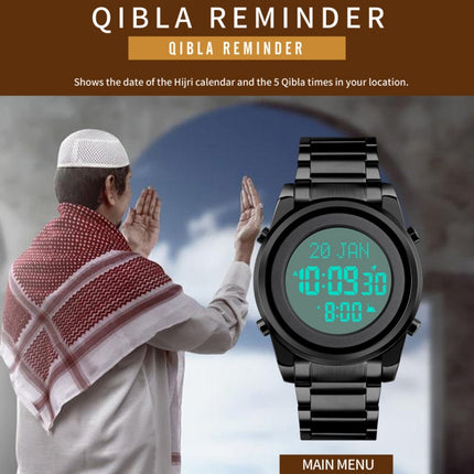 SKMEI 1734 Muslim Worship Multifunctional Reminder Prayer Direction Men Watch, Color: Black-garmade.com