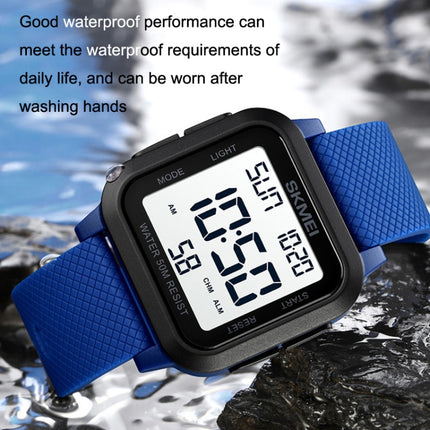 SKMEI 1894 Square Sports Waterproof Student Simple Multifunctional Luminous Watch(Blue White Machine)-garmade.com