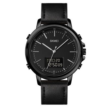 SKMEI 1652 Dual Movement Sports Leather Alloy Male Watch, Color: Black Shell Black Machine-garmade.com