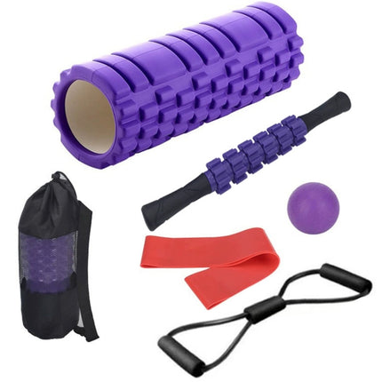 33cm 6pcs/set EVA Hollow Foam Roller Muscle Relaxation Roller Yoga Column Set Fitness Equipment(Purple)-garmade.com
